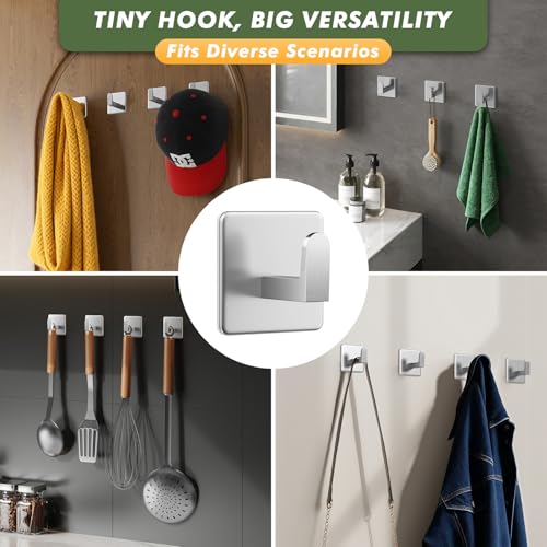 Auxmir Heavy-Duty Self-Adhesive Towel Hooks - 5 Pack, 15 lb Capacity, Waterproof Stainless Steel