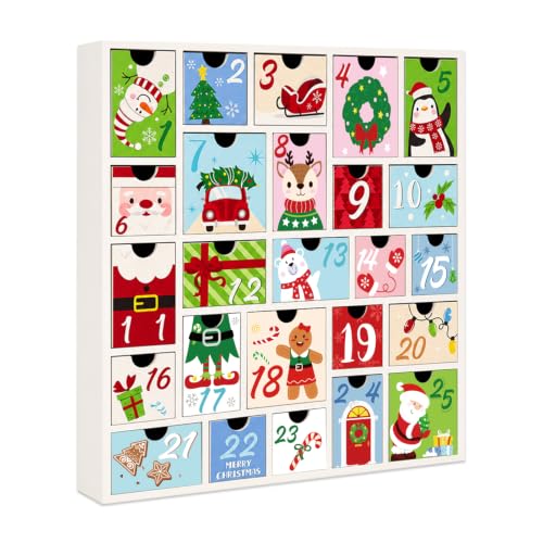 White Wooden Advent Calendar with 25 Drawers Christmas Countdown Decor for 2026