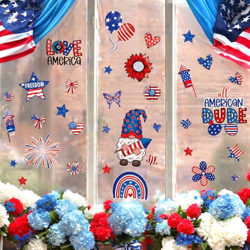4th of July Window Clings Set - 102 Reusable Patriotic Decals