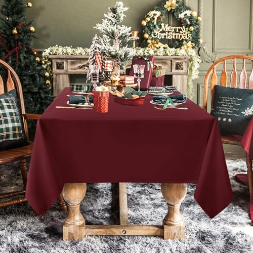 Sancua Rectangle Tablecloth 90 x 132 Inches Burgundy - Durable Polyester