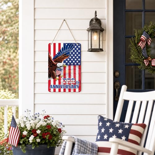 4th of July Patriotic Door Hanger - 250th Anniversary Tin Sign