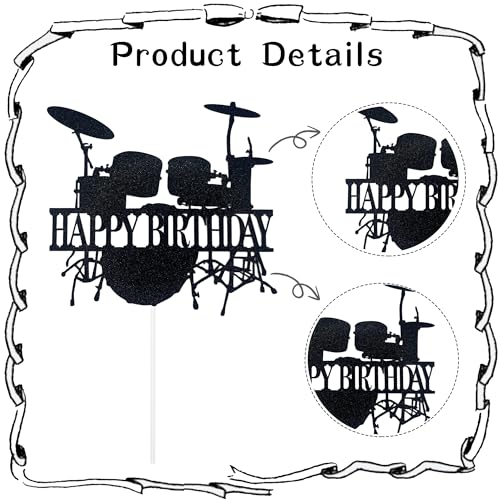 Music-Themed Happy Birthday Cake Topper - Drummer Decoration