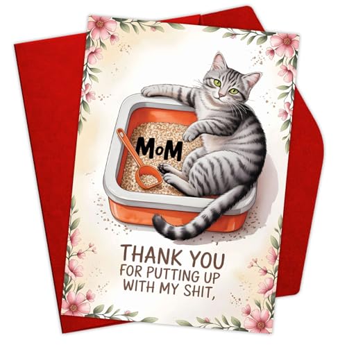 Funny Cat Mother's Day Card with Envelope - Humorous Greeting for Mom