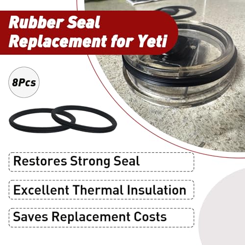 8 Pcs 20 Oz Replacement Lid Seal Gaskets for Yeti Rambler, Rubber O-Ring Cup Lid Seals Compatible with Yeti Stainless Steel Insulated Tumbler