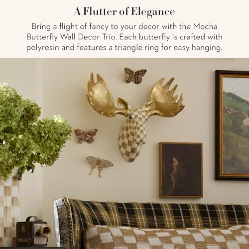 MacKenzie-Childs Butterfly Wall Decor Set - Mocha Brown & White