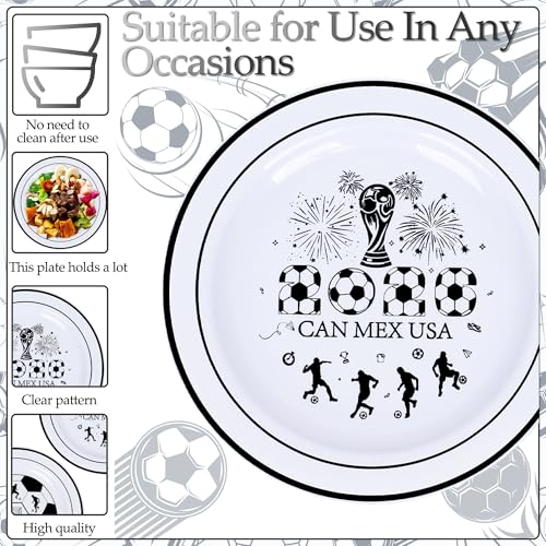 World Cup Soccer Dessert Plates Set - 60 Pcs with Forks