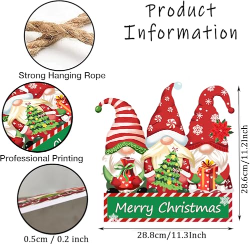 Christmas Gnome Door Sign Hanging Decor with Welcome Message