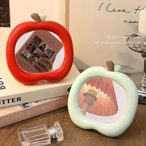 Red Apple Shaped Makeup Mirror - Portable Foldable Desk Vanity Mirror