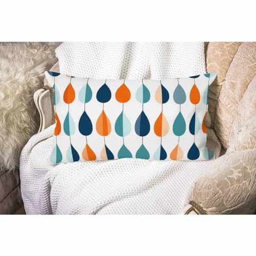 Smooffly Mid-Century Modern Lumbar Throw Pillow Cover, 12x20 Cotton Linen