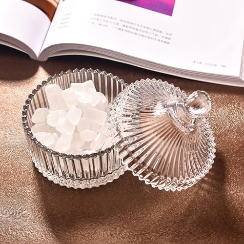 Yurt-Clear Embossed Glass Jar with Lid, Decorative Storage Container