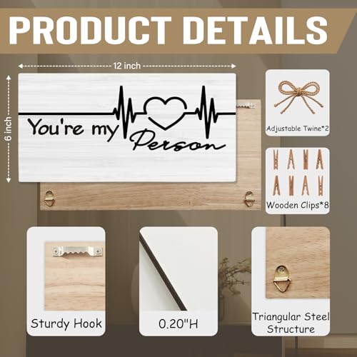Rustic Wood Hanging Picture Frame Board with Clips for Wall Decor