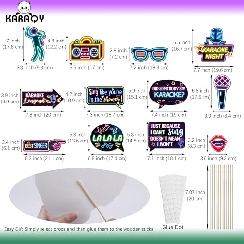 Karaoke Night Photo Booth Props - 12 PCS Music Decorations
