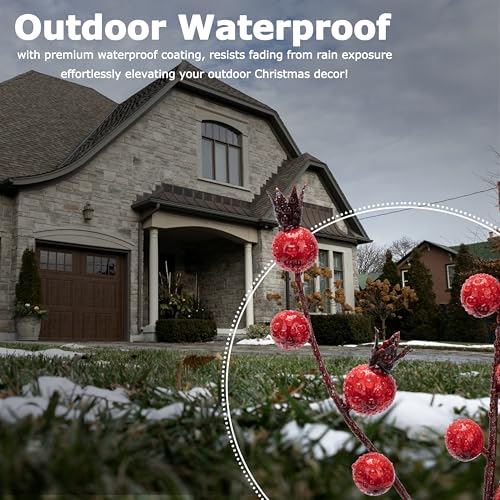 Artificial Red Berry Stems for Christmas Decor 13.8" Waterproof Holiday Wreaths & Crafts