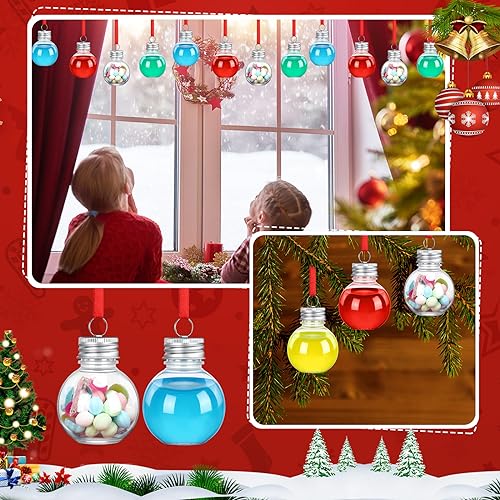 Round Silver Christmas Booze Ornament Balls - 150 Pcs Fillable Plastic Holiday Decorations