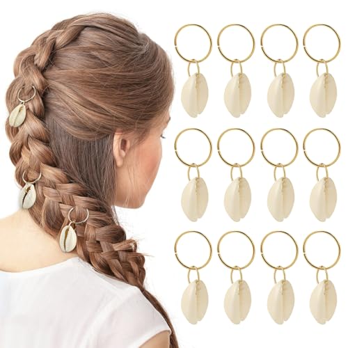 12 PCS Seashell Dreadlock Hair Accessories Boho Shell Hair Charms