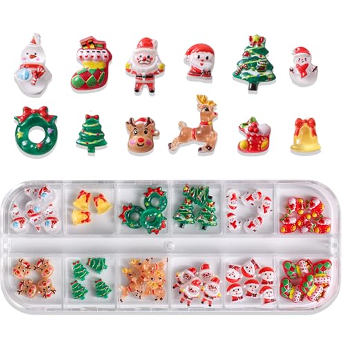 Christmas Nail Art Charms 12-Grid 3D Resin Rhinestones Set