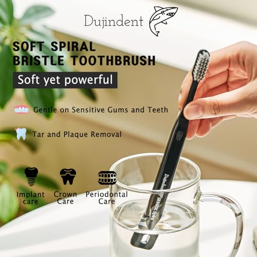 DUJINDENT Shark Spiral Ultra Soft Toothbrush for Sensitive Gums & Implants