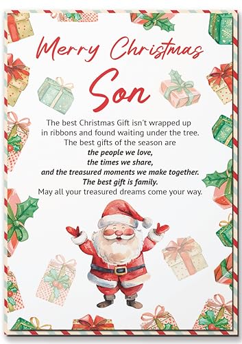 Merry Christmas Card for Son with Envelope & Seal - Heartfelt Design