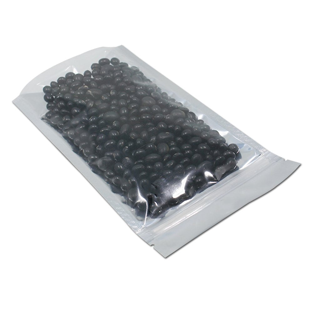 FERENLI 500 Pieces Stand Up Clear Front Resealable Aluminum Mylar Foil Plastic Packaging Bag Zipper Heat Sealable with Tear Notch Long Term Food Storage 3.9x5.9 inch