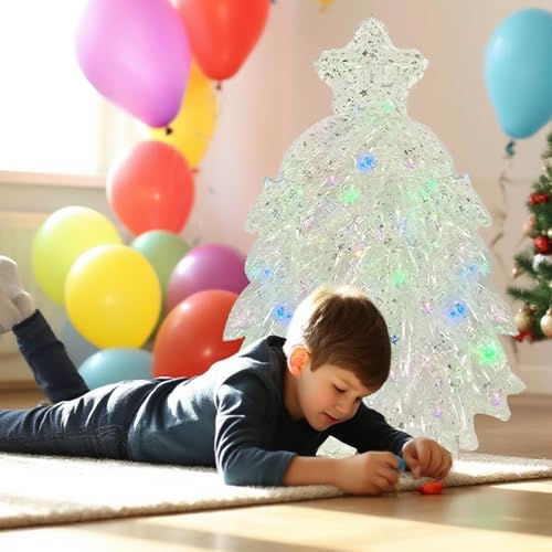 Uosrua 4D Iridescent Christmas Tree Foil Balloon, Self-Standing Xmas Decor