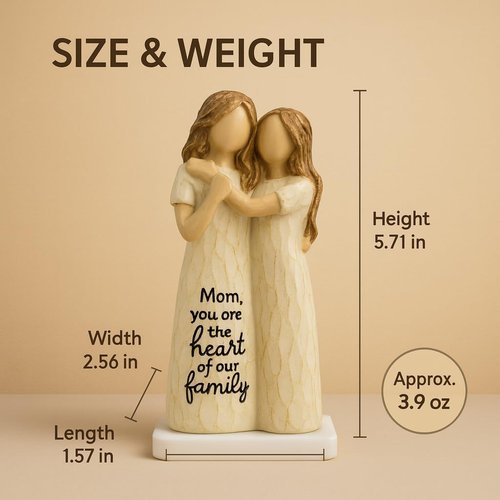 GoGnome Elegant Mother and Daughter Figurine - 5.7” Tall Resin Sculpture with Rustic Crackle Finish | Perfect Gift for Mother's Day or Birthdays