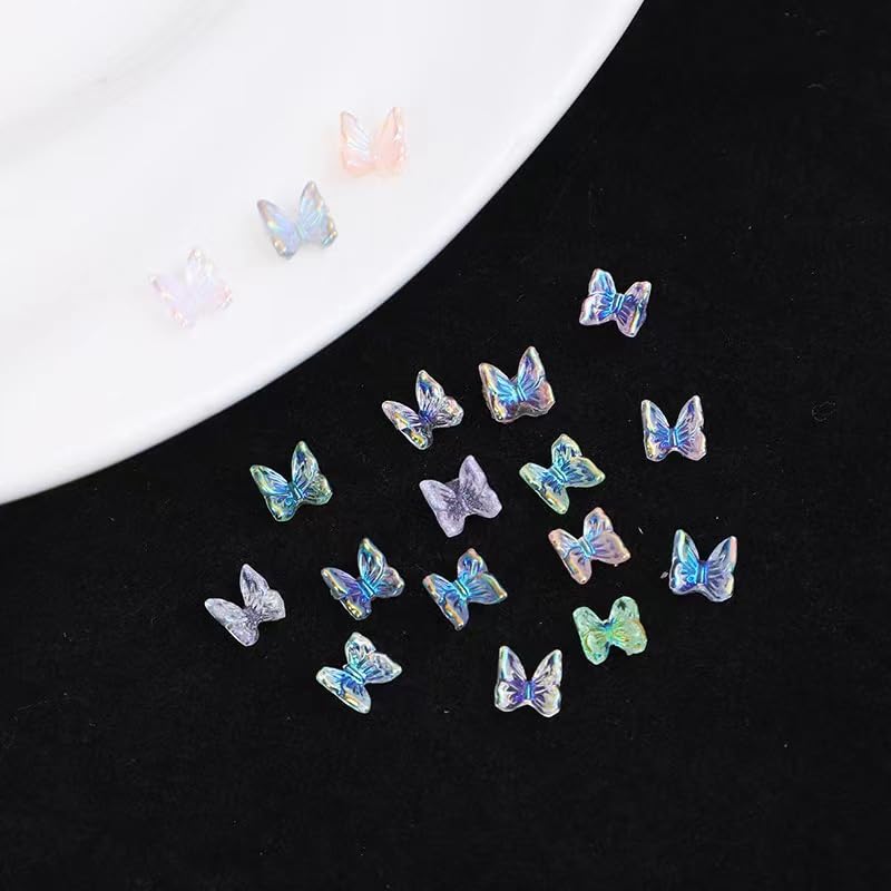 3D Butterfly Nail Charms Aurora Resin Gems for DIY Manicure 20PCS