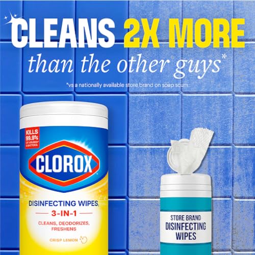 Clorox Disinfecting Wipes Crisp Lemon 75 Count Pack of 2 - Bleach Free, School & Home Use