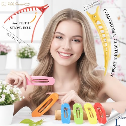 RC Roche Ornament Flat Claw Clips for Thick Hair, 6 Pack Large Rainbow