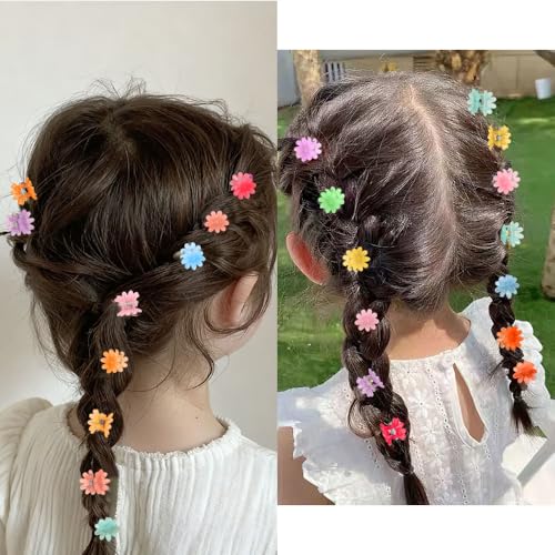 Exacoo 100pcs Mini Flower Hair Claw Clips for Girls and Toddlers