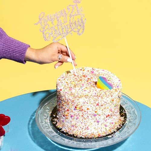 Rose Gold 21st Birthday Cake Topper - Glitter Party Decoration