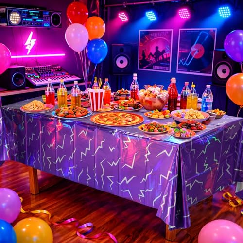 Iridescent Kpop Purple - 3 Pack 54x108 Inch Plastic Tablecloths for Parties