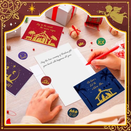 200 Christian Christmas Cards Bulk with Envelopes and Stickers - Bible Verse Design