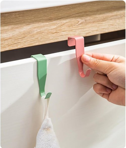 Eywlwaar Over The Cabinet Door Hooks - 4-Pack Single Hook for Easy Storage | Fits Doors Up to 0.8 Inch Thick