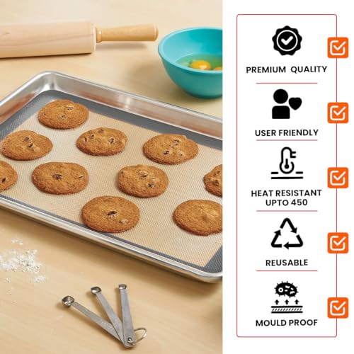 ThreadNanny Silicone Baking Mat, 2-Pack Half Sheet 16.5 x 11.6 Non-Stick Liner