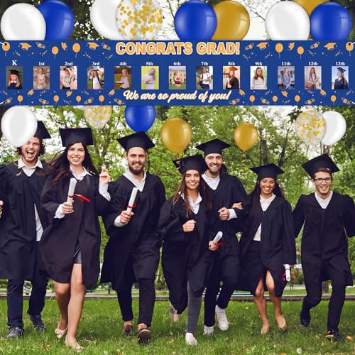 Graduation Photo Banner Set with Balloons for 2026 Party