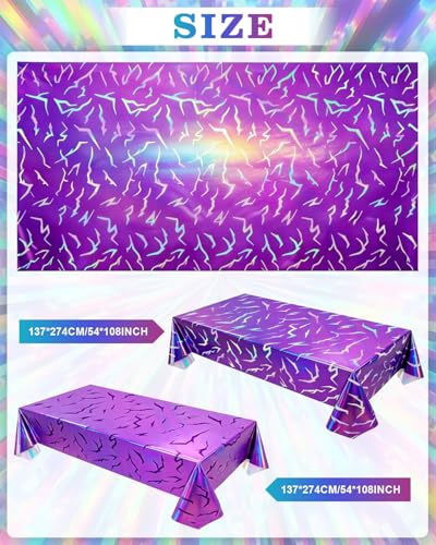 2-Pack Purple Holographic Tablecloths - 54x108" Music Theme