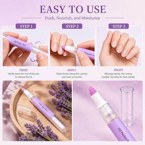 2-in-1 Cuticle Oil Pusher Pen for Nail Care and Grooming Treatment