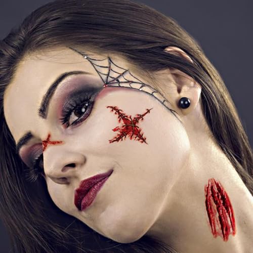 Halloween Temporary Tattoos 10 Sheets - Realistic Fake Scars & Wounds