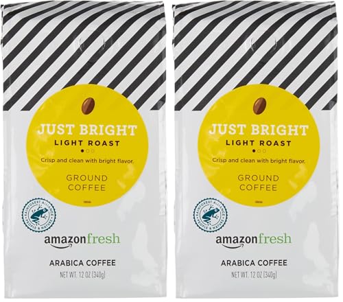 Amazon Fresh Just Bright Ground Coffee, Light Roast, 12 Oz (Pack of 2)