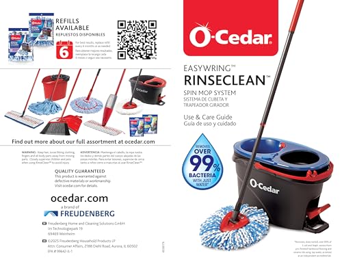 O-Cedar RinseClean Spin Mop & Bucket System | Clean with Water | Removes 99% of Bacteria