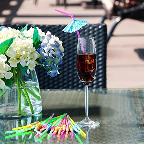 ALINK 100 Pcs Colorful Umbrella Drink Straws for Cocktails