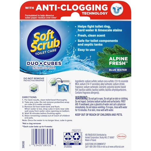 Soft Scrub In-Tank Toilet Cleaner Duo-Cubes, Alpine Fresh - 4 Count (Pack of 1)