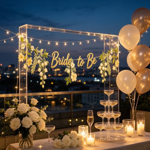 Bride to Be Floral Banner - Gold Glitter Bridal Shower Decor