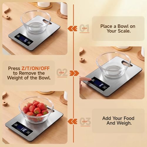 Grovix Digital Kitchen Scale, 11lb Silver Food Scale with Tare Function