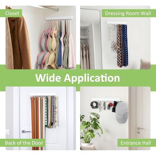 Wall-Mounted Wooden Tie Hanger with 24 Non-Slip Hooks - 2 Pack