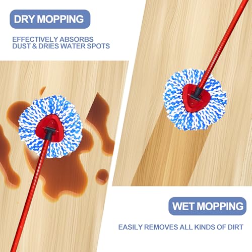 Mop Head Replacement Set for 2-Tank Spin Mop - 4 Refills & Base Cover