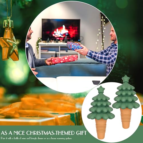 Christmas Tree Wine Stoppers - Reusable Festive Bottle Stoppers