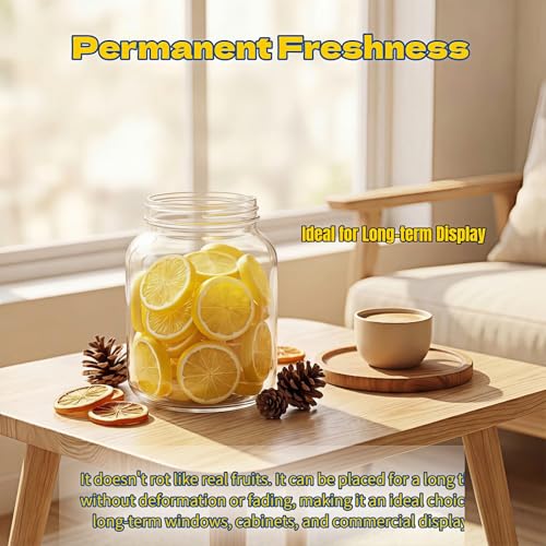 Set of 12 Realistic 2-Inch Artificial Lemon Slices for Decor