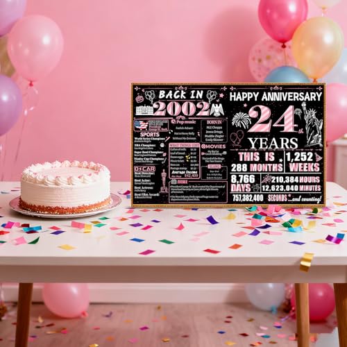 24th Anniversary Jumbo Musical Card for Wife - Black & Gold