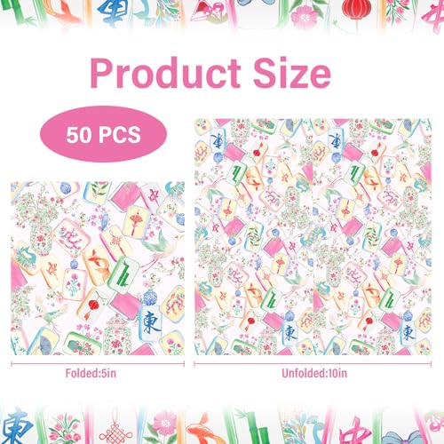 Pink Mahjong Cocktail Napkins - 50 Disposable Party Supplies
